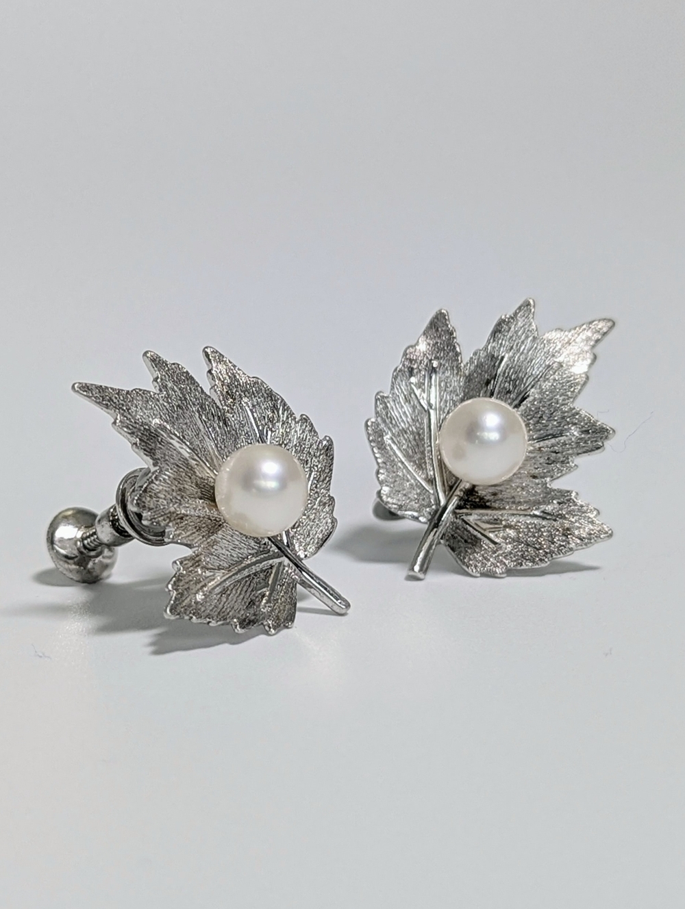 Mikimoto Vintage Akoya Pearl Maple Leaf Earrings | 925 Silver | AAQuatif Curated - Picture 9 of 9